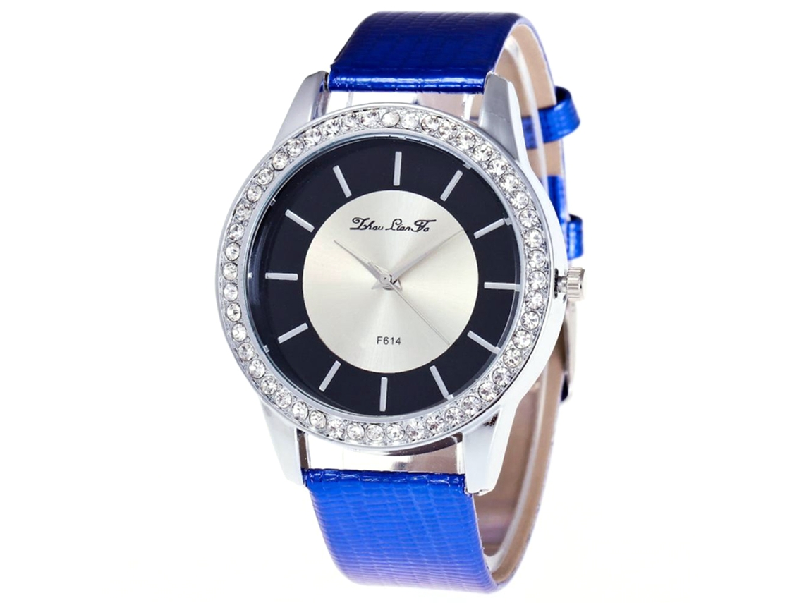 Relógio de pulso unissex Zhoulianfa, simples e moderno, com strass (azul)