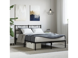 Estrutura De Cama Com Cabeceira 140x190 Cm Metal Preto