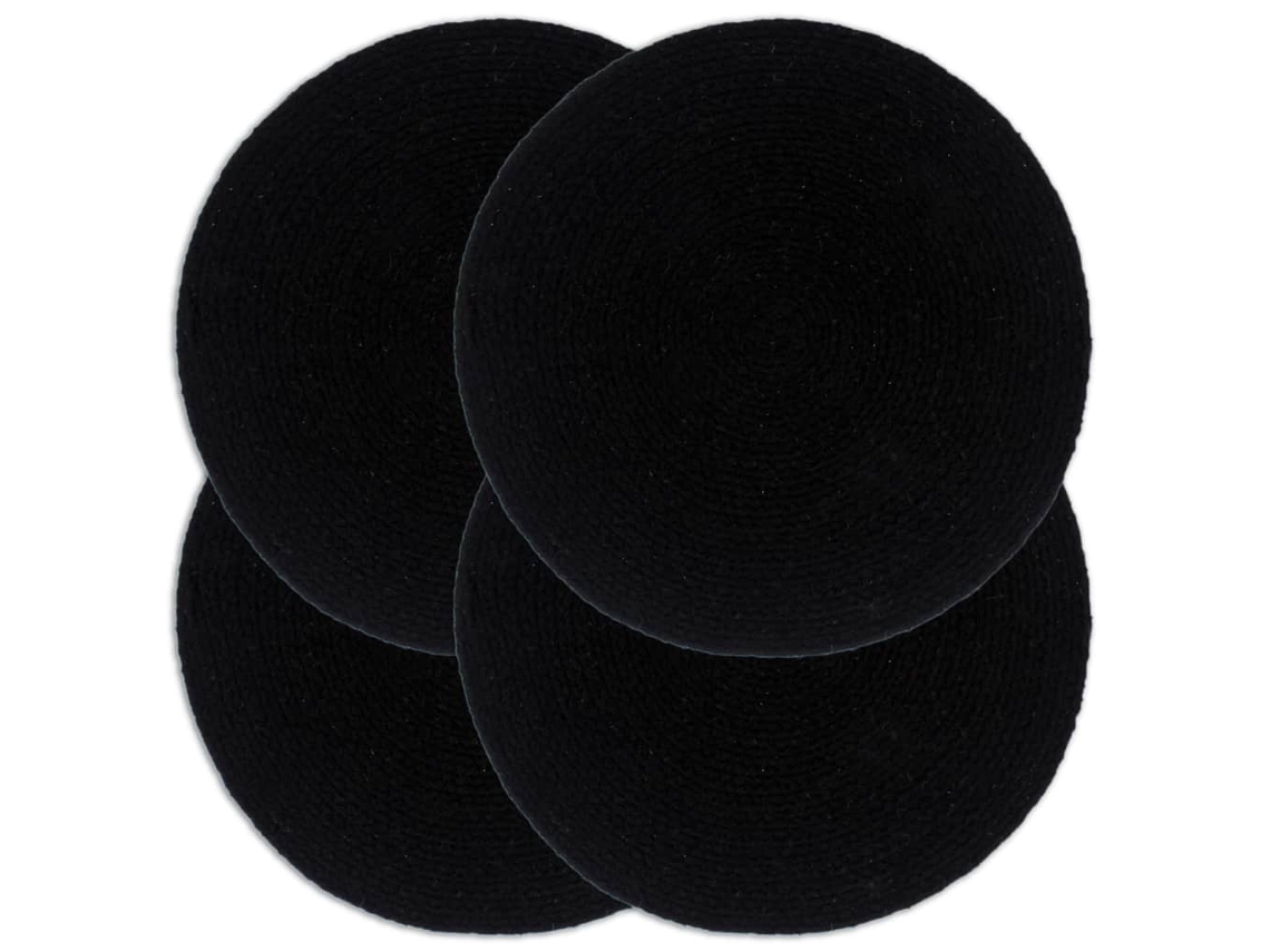 Conjunto 4 Individual Vidaxl Preto Algodão