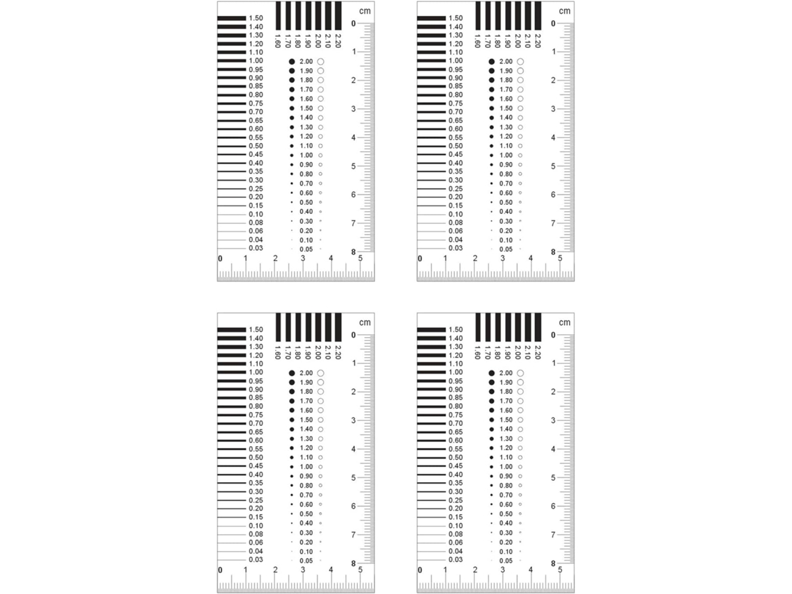 Cartões De Medição Imperfeições Superficiais Laminados Em Ambos Os Lados Para Defeitos Componentes Teste Trincas Escala