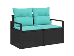 Maison Exclusive - Conjunto De Sofá De Jardim 9 Pcs Preto E Azul-petróleo