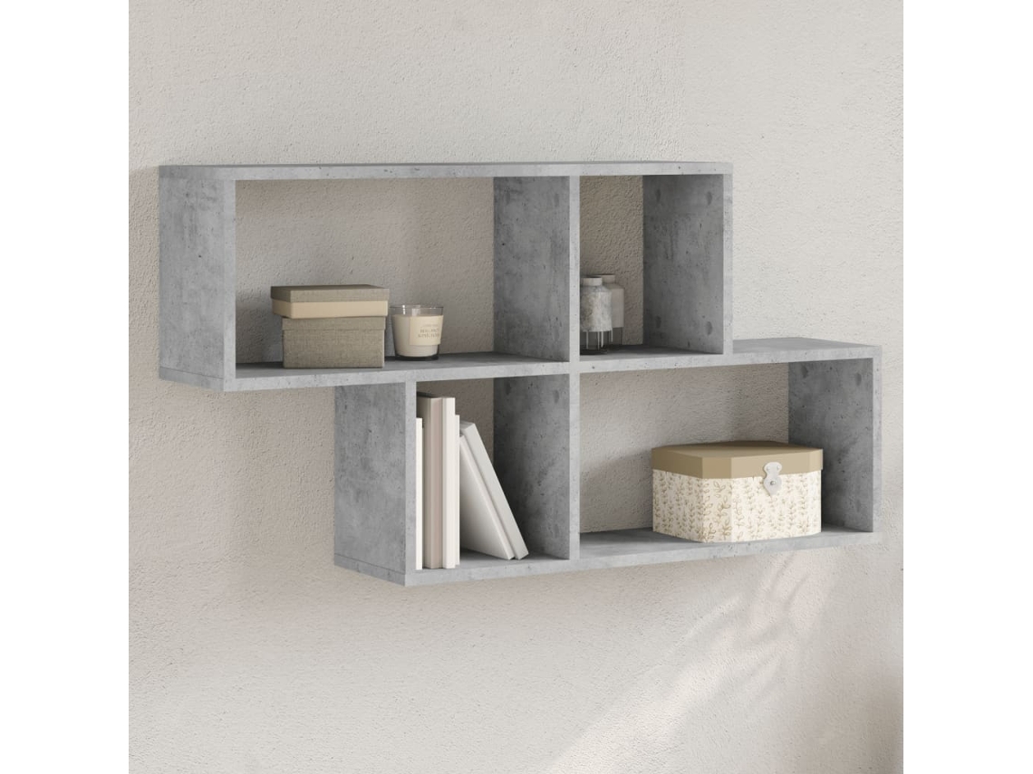 Vidaxl Estante De Parede 100x20x53 Cm Derivados Madeira Cinza Cimento