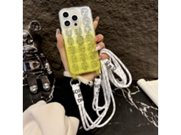 Correia Casa Para Iphone 15 Pro Pele Sintética Amarelo
