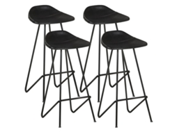 Vidaxl Bancos De Bar 4 Pcs Couro Genuíno Preto
