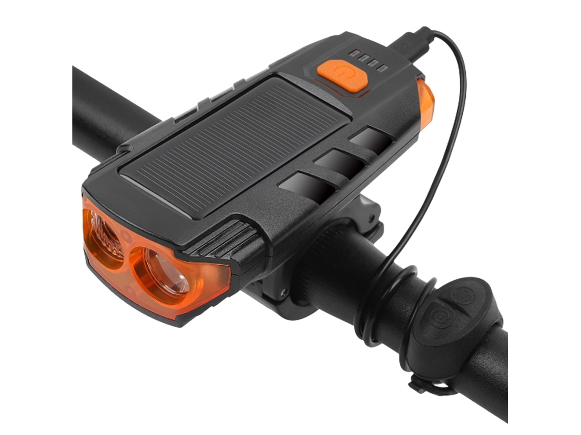 Luz Solar Para Bicicleta - Contas De Lâmpada Duplas, Usb (preto)