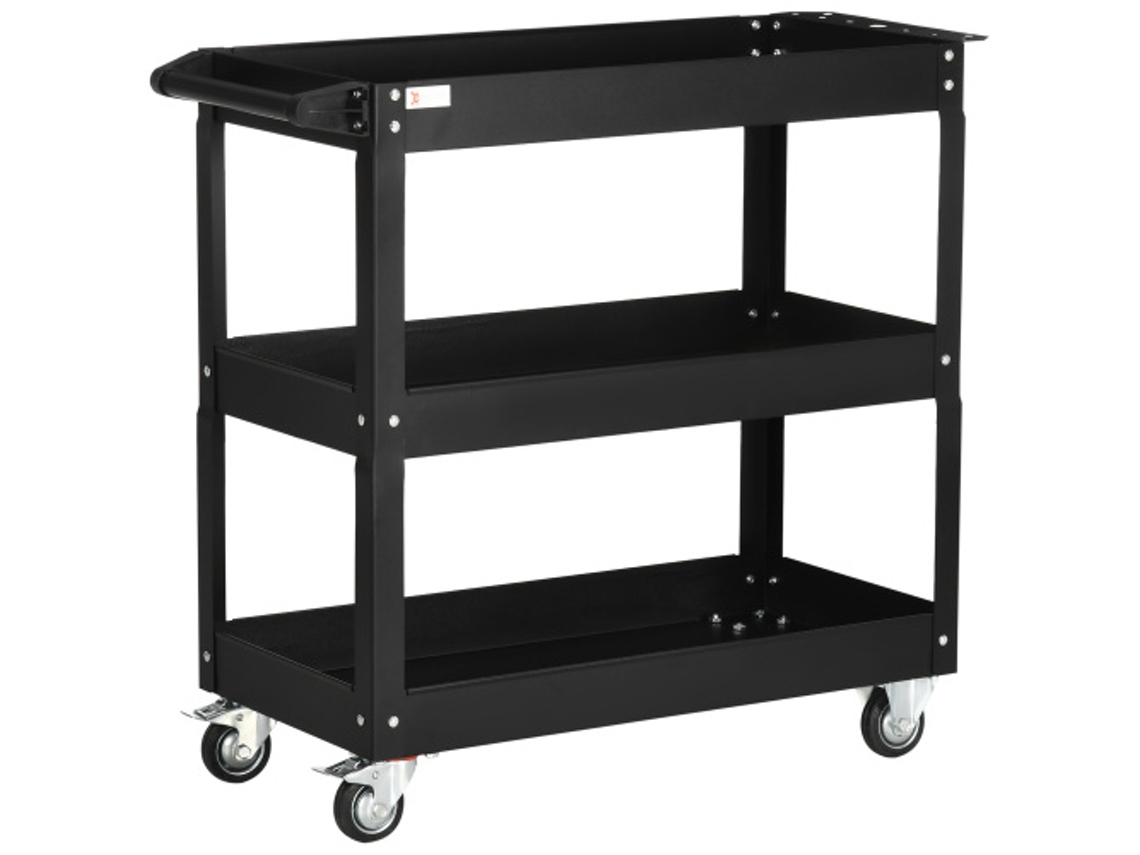 Carrinho Durhand 3 Prateleiras De Aço Alça Ergonômica Carga Máx. 150kg 83x35.3x76cm Ziwei Store