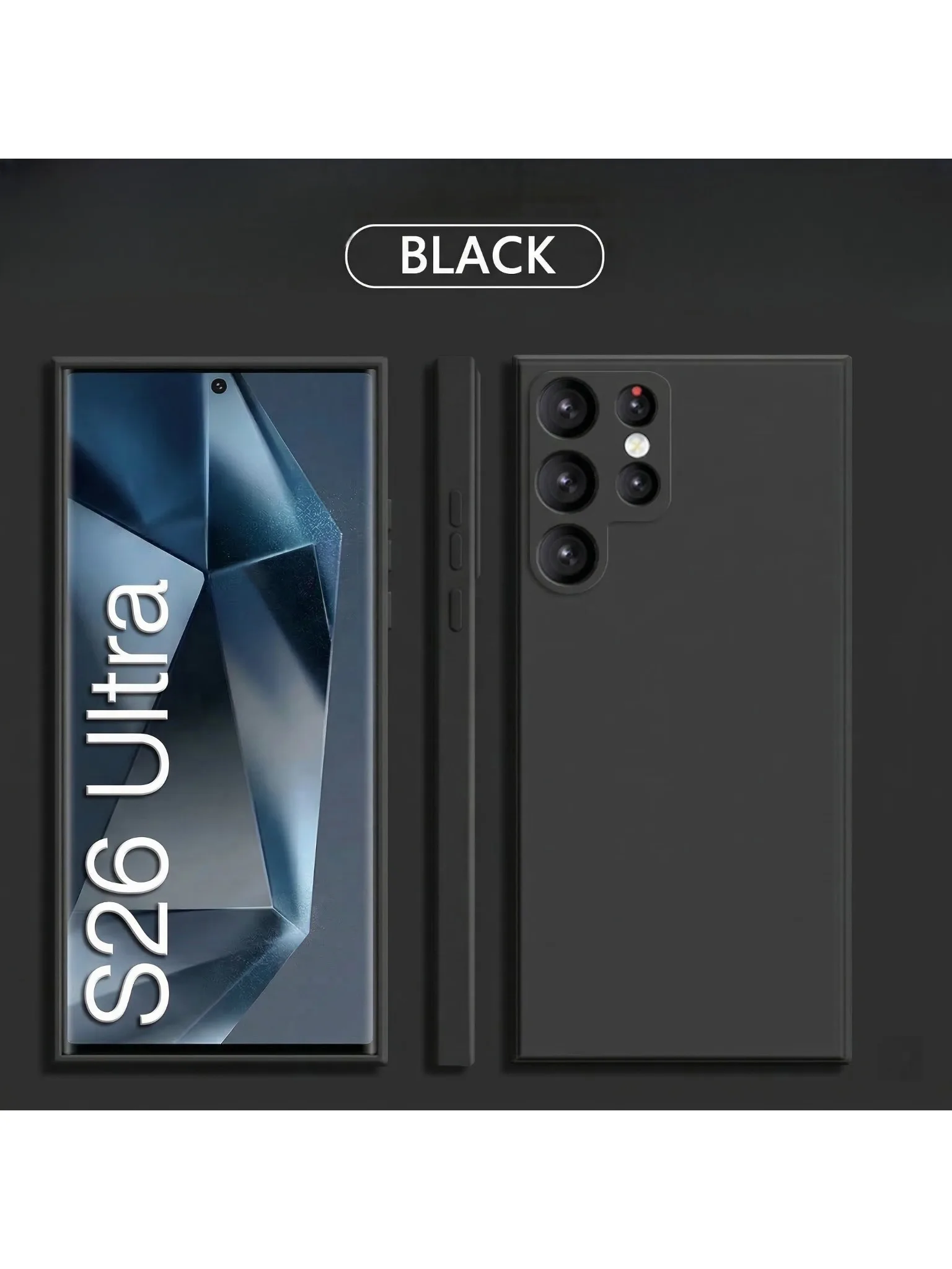 Capa Líquida Quadrada Para Samsung (galaxy S26 Preto) Com Proteção Para A Câmera.