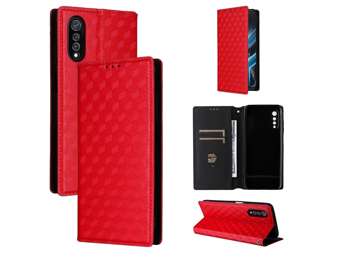 Capa De Celular De Couro Com Textura De Grade Cúbica