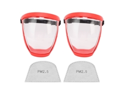 2 Peças De Protetor Facial Transparente Reutilizável Com Cinta Elástica E Almofadas De Algodão Filtro Criança Vermelho Branco
