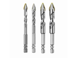 Conjunto de 4 Brocas Excêntricas YURU de 6 a 12mm para Vidro, Concreto, Cerâmica, Madeira