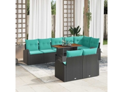 Vidaxl Conjunto De Sofá De Jardim 9 Pcs Preto Rattan Sintético