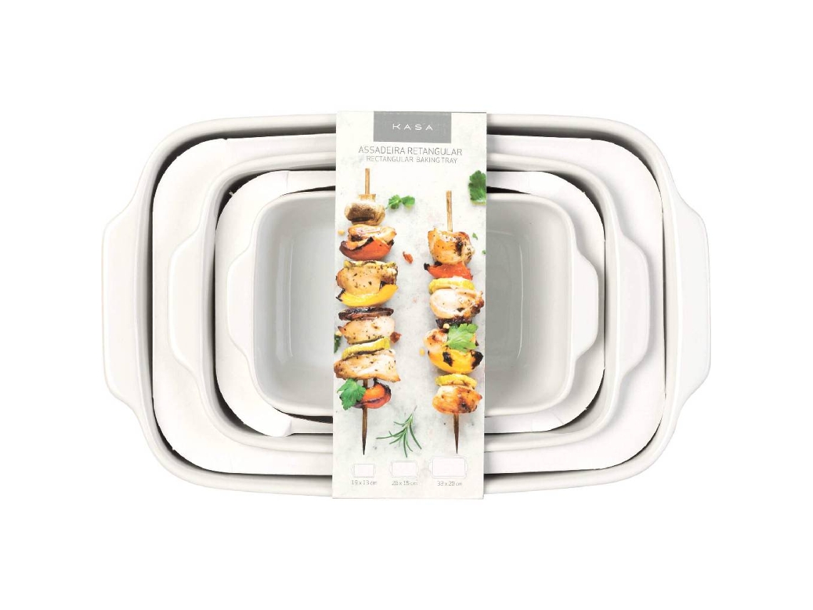 Conjunto 3 Assadeiras Brancas KASA