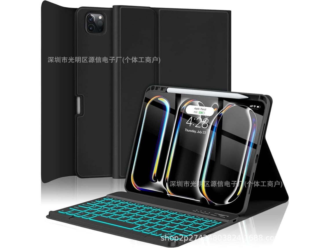 Capa Protetora Magnética Para Ipad Air 4/5/6/7 (10,9 Polegadas/11 Polegadas) Business Black Com Teclado Retroiluminado Preto