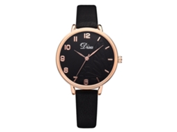 Relógio Feminino de Quartzo Casual com Pulseira de Couro Artificial Estilo Simples Preto