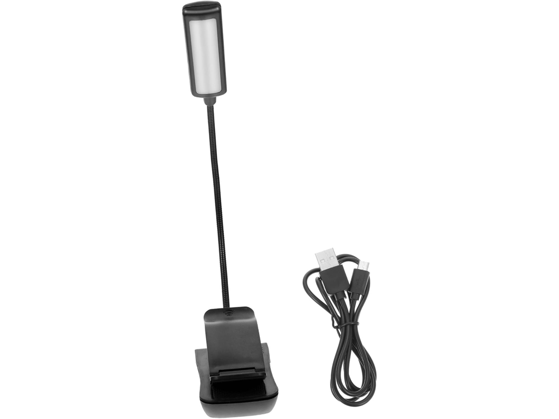 Luminária De Leitura Led Com Clipe, Preta, Carregamento Usb, Que