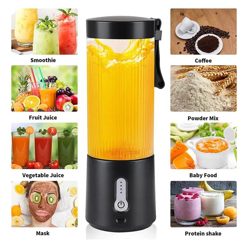 Lurelia Liquidificador Portátil Recarregável Usb, 450ml, Sem Bpa, Para Smoothies