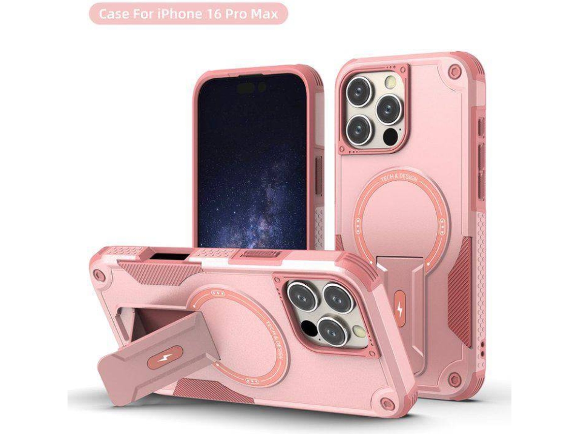 Capa Magsafe Iphone 16 Pro Max Com Suporte, Carregamento Sem Fio, Proteção Antichoque, Dupla Camada Pctpu E Cantos Reforçados