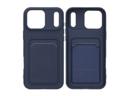 Capa De Silicone Para Celular Com Porta-cartões Para Iphone 17 Pro Max - Azul