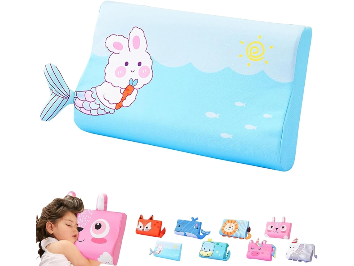 Almofada Infantil Ice Silk, Travesseiro Ergonômico De Espuma Viscoelástica Com Capa Removível 50x30cm/coelho 02 Gertiz