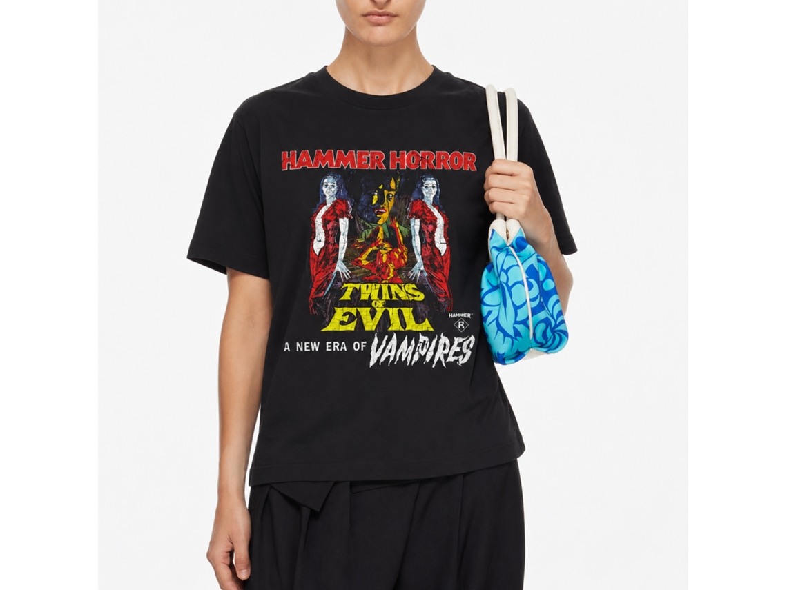 Rockinstone Horror Movies Twins Of Evil Poster Black Adult T-shirt Size:xxl