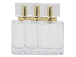 Botijão De Perfume Recarregável De Vidro 50ml Spray Transparente Vazio Com Atomizador Dourado