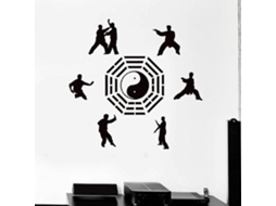 Adesivos de parede de artes marciais, karatê, aikido, esportes orientais, yin e yang, em vinil, para janelas, meditação, sala de estar, decoração de casa, 28x28 cm