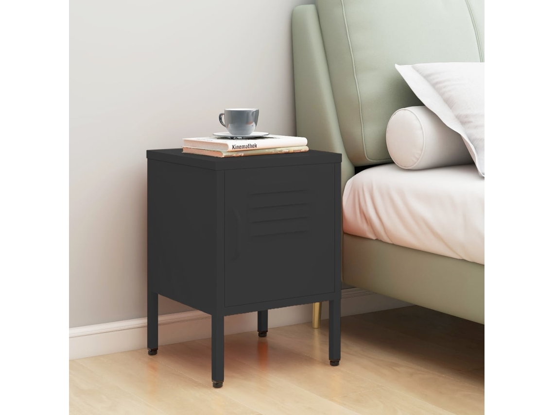 Vidaxl Mesa De Cabeceira 35x35x51 Cm Aço Antracite