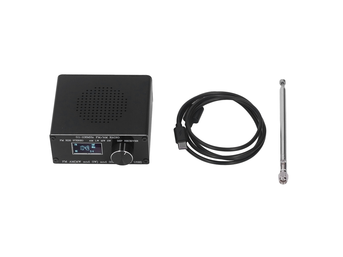 Rádio Receptor De Banda Completa Fm Am Ssb Com Display 0.96 Polegada E Carregamento Usb Sma Kit Acessórios