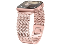 Bracelete para Apple Watch 46/49/45/44mm liga de zinco com corrente de contas de círculo duplo entre preto XIAOMOYU