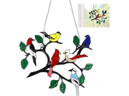 Metal Enfeite Con Pássaros Pendurar Na Janela, Multicolorido, Conjunto Com 6 Pássaros Decoração para Casa