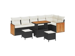 Maison Exclusive - Conjunto De Sofá De Jardim Com Almofada 9 Pcs Preto E Creme