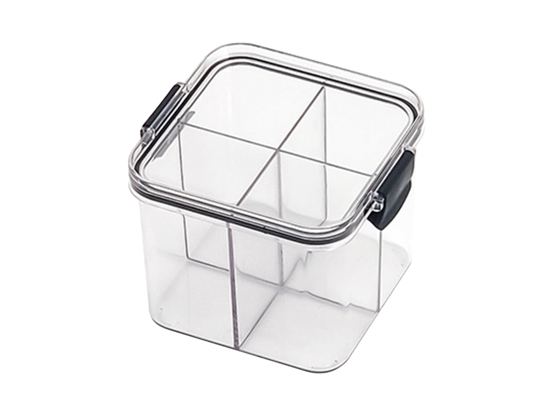 Recipiente Hermético Para Cereais 460/700ml - Caixa Transparente Com 4 Compartimentos Para Grãos E Snacks