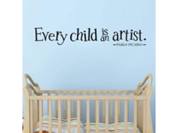 Adesivos de parede, decoração para casa, "Toda criança é um artista" - Adesivos de parede para quarto de bebê, sala de jogos infantil - Papel de parede para celular - 59x10cm