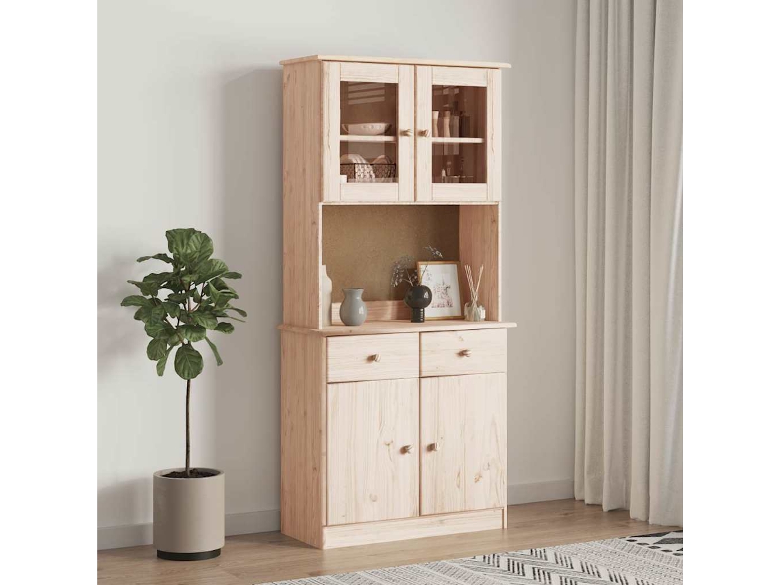 Vidaxl Aparador Alto Alta 77x35x165 Cm Madeira De Pinho Maciça