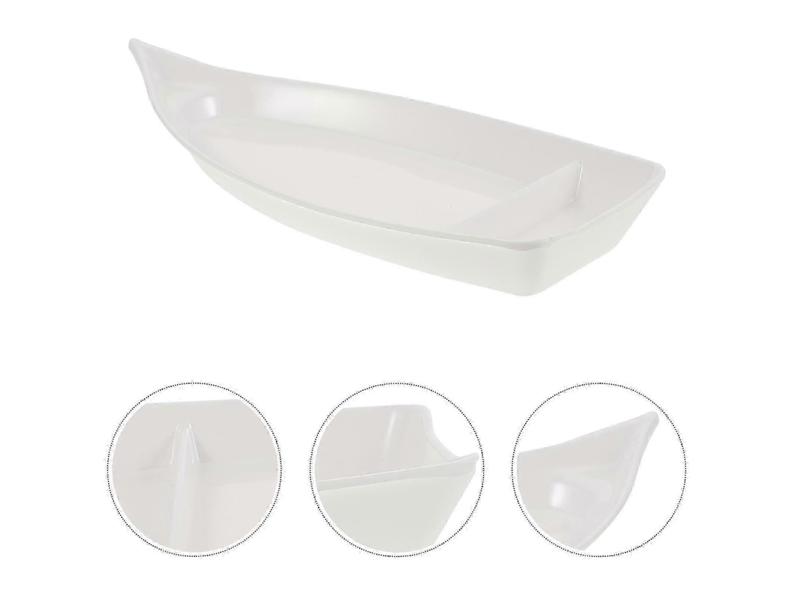 Prato Barco De Sushi Branco Para Exibição E Armazenamento De Alimentos Ideal Para Festas E Eventos 11.8x5.9 Polegadas