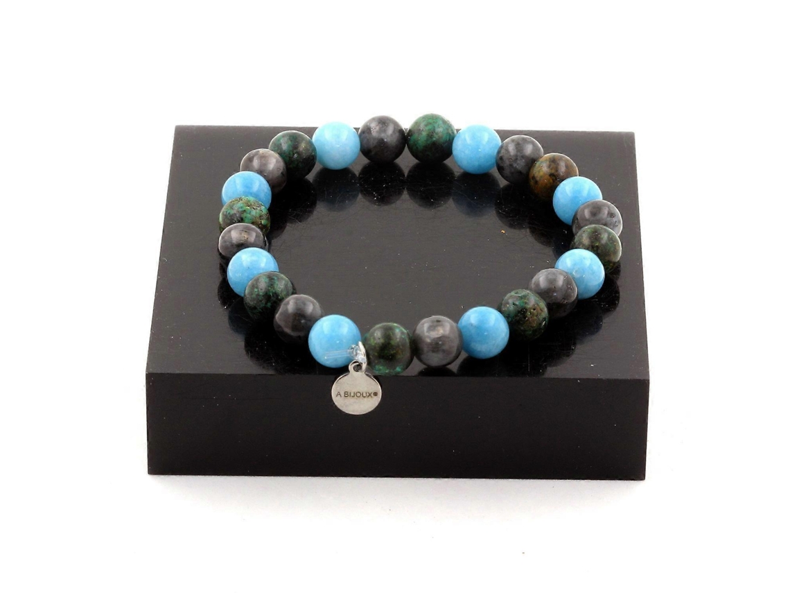 Pulseira De Contas De Calcedônia Azul, Labradorita E Turquesa Africana De 8 Mm Nostalgia88