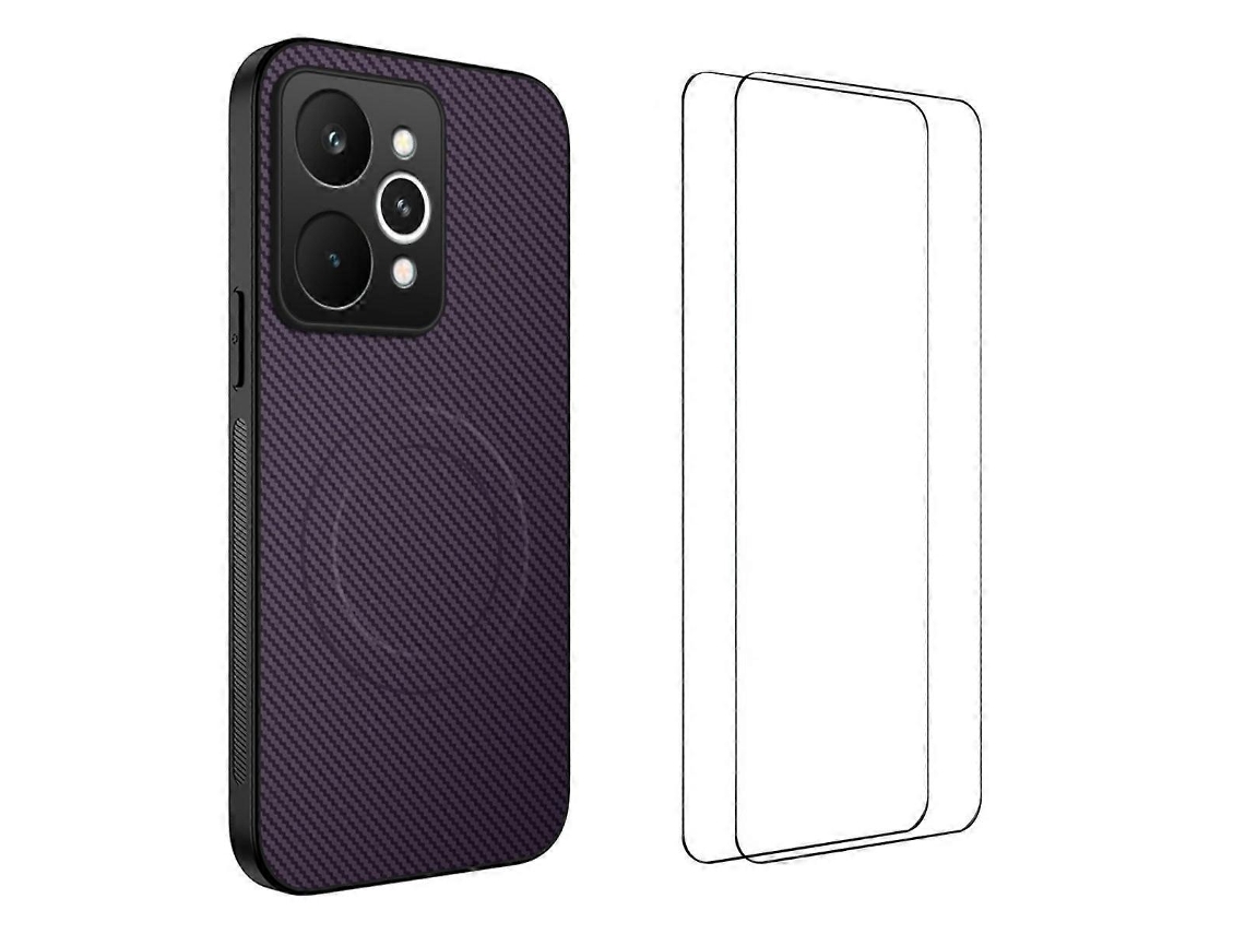 Capa Magnética Tkdaddy Para Realme 15 5g Wanlonfeng Tq1 Series Com Textura De Fibra De Carbono E Tpu Para Pc Com 2 Películas De Tela Roxa