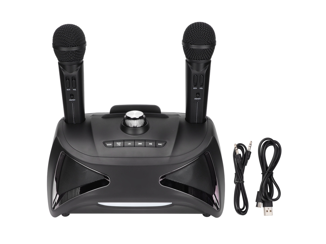 Altifalante Bluetooth Ktv doméstico e externo de alta potência com microfone sem fio e dois alto-falantes