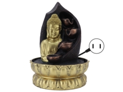 Fonte de mesa com Buda de resina e luz LED S/MARCA