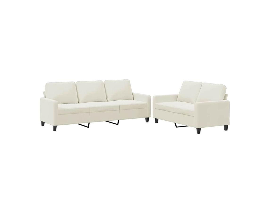 Conjunto de 2 Sofás com Almofadões Veludo Creme MAISON EXCLUSIVE