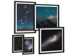 Conjunto De Pinturas Paisagens Espaciais À Noite Espelharte (5 Peças)