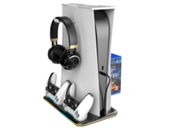 Estação De Resfriamento E Carregamento Para Playstation 5 Digital/disc Com Controle, Luzes Rgb, Suporte Para Fone De Ouvido Preto SUNNY SPACES