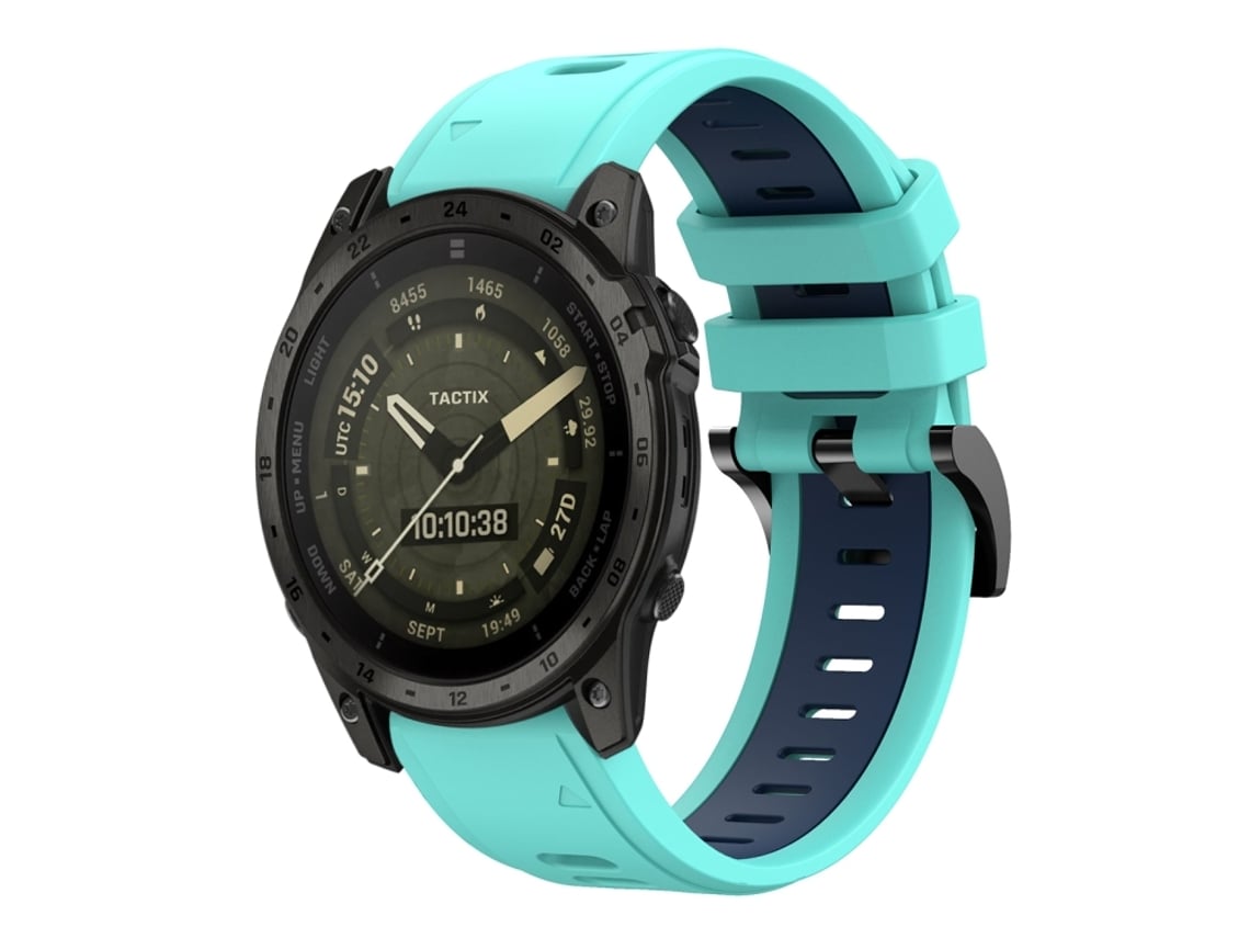 Bracelete Esportivo Silicone para Garmin Tactix 7 Amoled com duas cores Verde Menta e Azul Meia noite XIAOMOYU