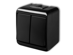 Interruptor de parede duplo de 12 vias Karlik Junior, à prova d'água, IP54, preto