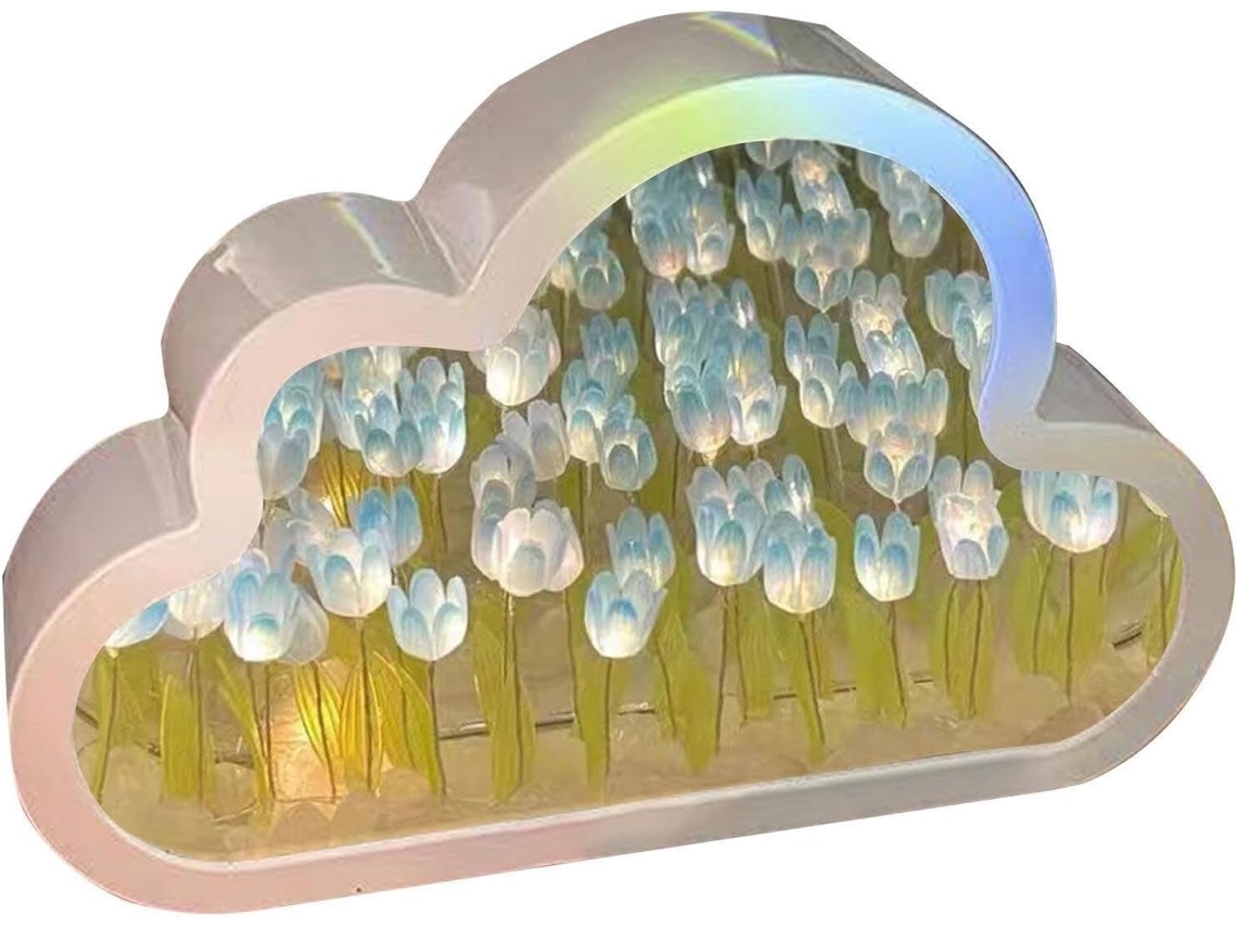 Luminária Noturna Em Formato De Tulipa Com Espelho, Nuvem, Quarto,