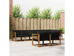 Vidaxl Conjunto De Sofás Para Exterior 8 Pcs Natural E Preto