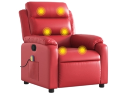 Poltrona De Massagens Reclinável Vidaxl Vermelho Couro Artificial