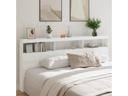 Vidaxl Armário De Cabeceira Com Luzes Led 220x17x102 Cm Branco
