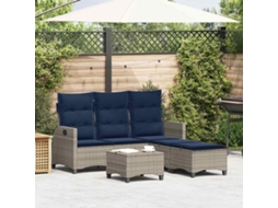 Vidaxl 3 Pcs Conjunto Sofás de Jardim com Almofadões em L Vime Pe