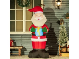 Papai Noel Inflável de 180cm com Luzes Led, Presente e Insuflador Incluso para Decoração de Natal Interna e Externa